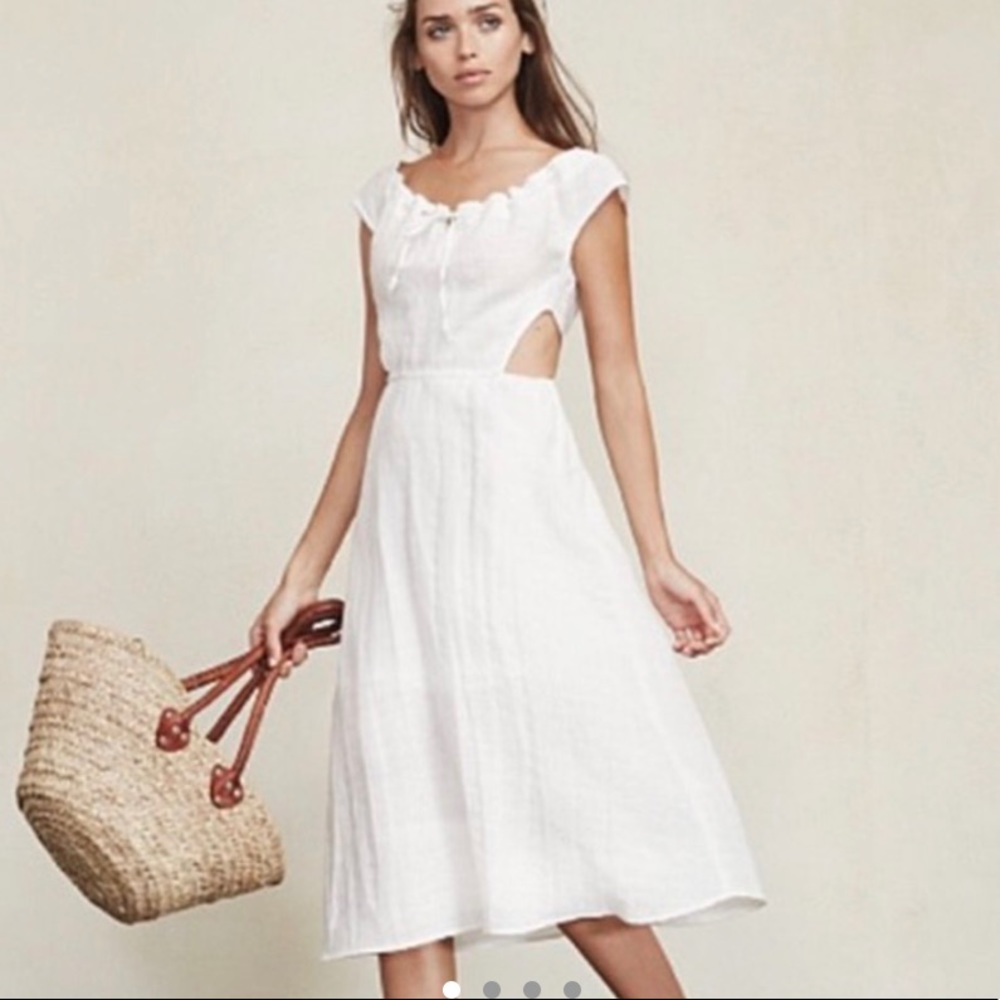 White reformation midi dress